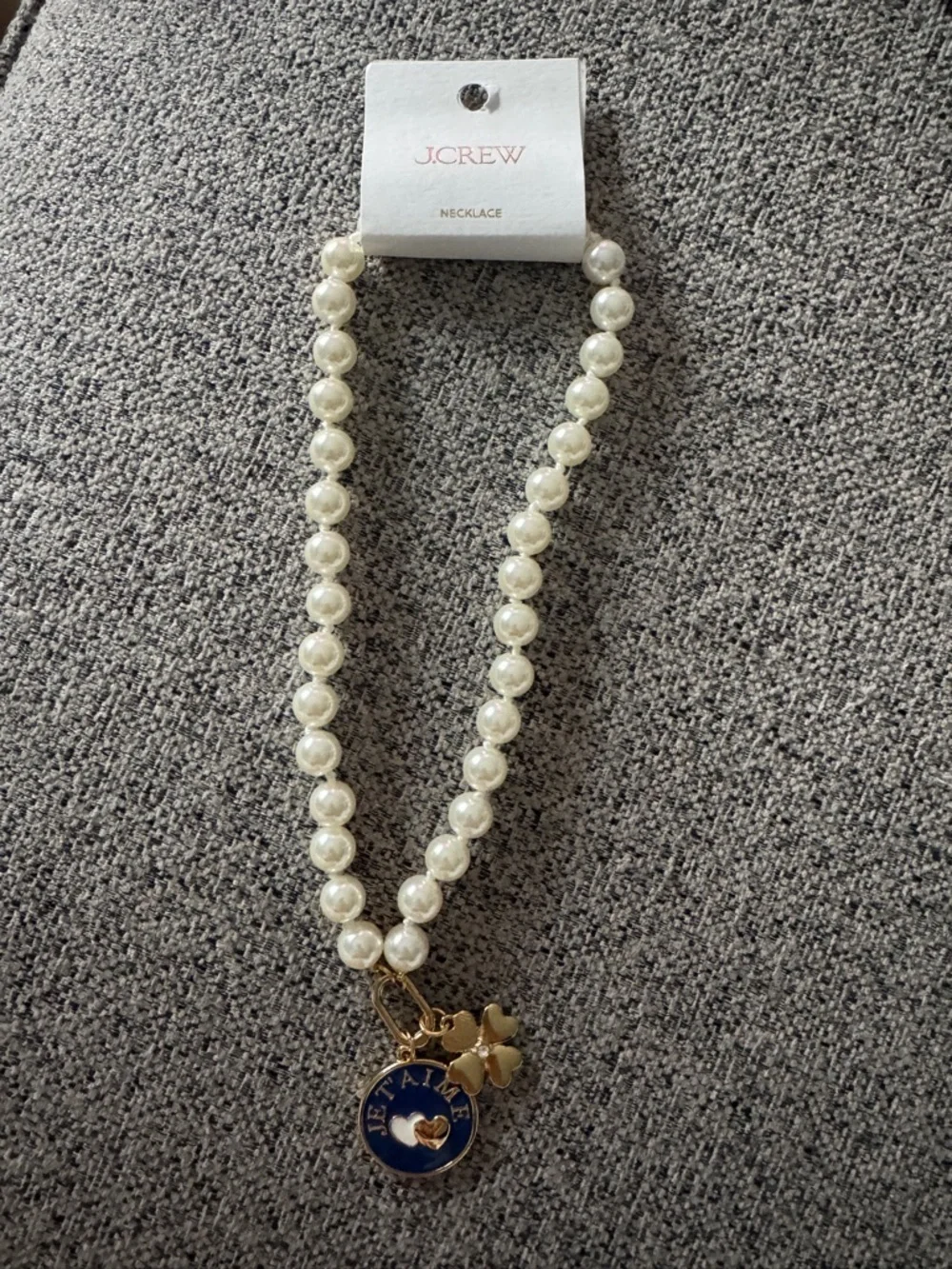 NWT J. Crew Factory “Je t'aime” pearl pendant necklace - Picture 1 of 6